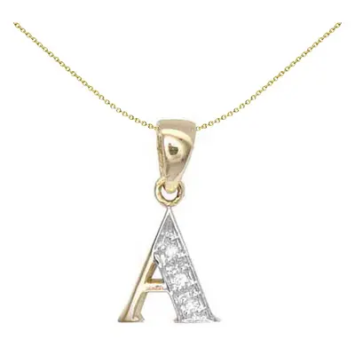 Jewelco London 9ct Yellow Gold Pave Set Round H I2 0.02ct Diamond Identity Dainty Initial ID Cha