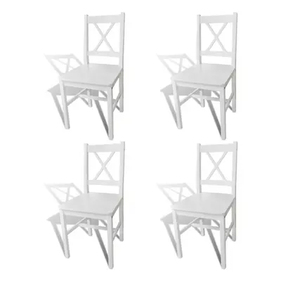 vidaXL 4x Dining Chairs Wood White Home Kitchen Living Room Furniture Seat