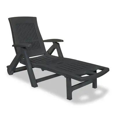 vidaXL Sunlounger with Footrest Plastic Anthracite Outdoor Recliner Chair