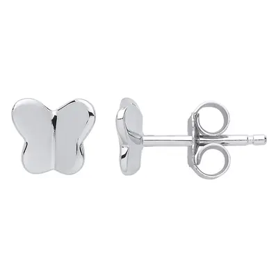 Jewelco London Ladies Sterling Silver Butterfly Stud Earrings - GVE784