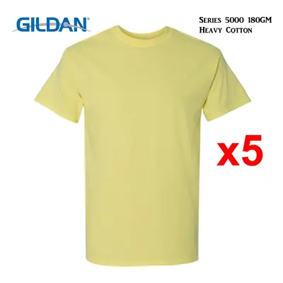 (L) Packs Gildan T-SHIRT Blank Plain Basic Tee Men Heavy Cotton (Corn Silk)