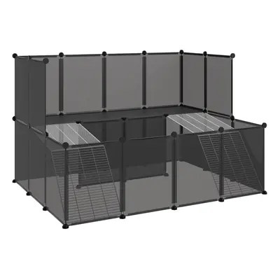 (black) vidaXL Small Animal Cage PP and Steel Animal Supply House Black/Transparent