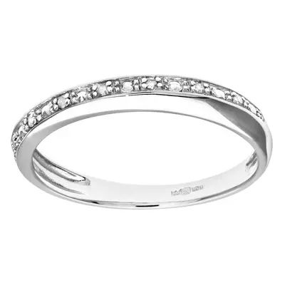 (L) Jewelco London 9ct White Gold Diamond Pave Set Crossover Effect Half Eternity Ring