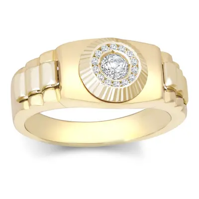 (T) Jewelco London Unisex Solid 9ct Yellow Gold White Round Brilliant Cubic Zirconia Fluted Sunb