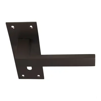 PAIR Straight Square Handle on Slim Lock Backplate x 50mm Matt Bronze