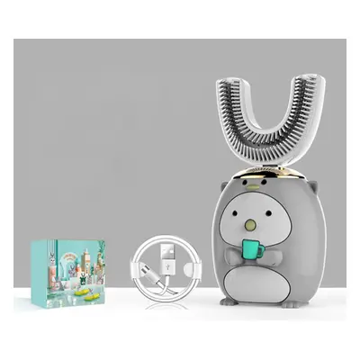 (Grey, Years) Kids Silicone U-shaped Electric Toothbrush Intelligent Charging