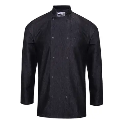 (XL, Black Denim) Premier Unisex Adult Wrap Over Long-Sleeved Chef Jacket