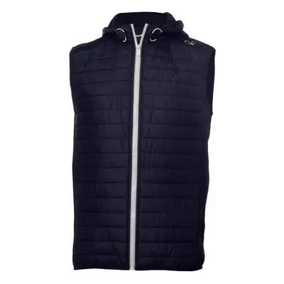 (S, Navy/Navy) Calvin Klein Mens Redwood Hooded Hybrid Lightweight Gilet