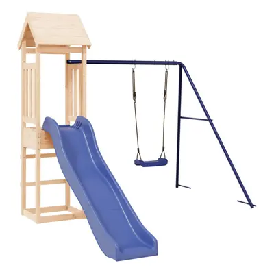 (solid pinewood) vidaXL Playhouse Outdoor Climbing Frame Patio with Slide Swing Solid Wood Pine