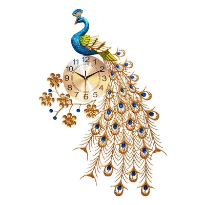 3D DIY Peacock Wall Clock Metal Modern Digital Home Office Bedroom Decoration