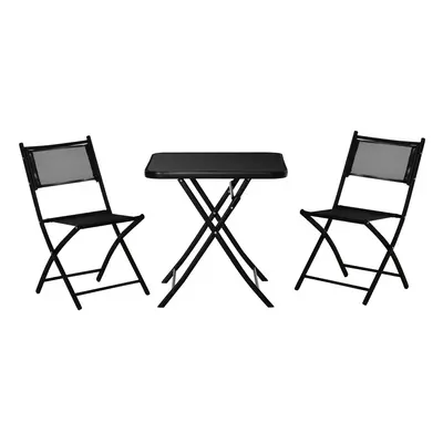 Outsunny 3Pcs Garden Bistro Set Folding Table and Chairs Outdoor Furniture