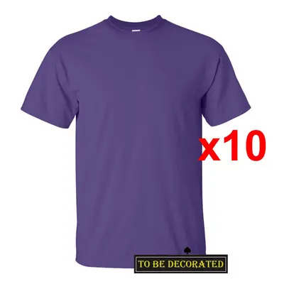 (L) Packs Gildan T-SHIRT Basic Tee - 5XL Small Big Men Heavy Cotton (Purple)