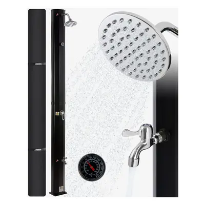 AREBOS Solar Shower L | cm | incl. thermometer | round shower head | Pool Shower Outdoor