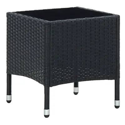 vidaXL Garden Table Black 40x40x45 cm Poly Rattan Outdoor Furniture Side Table