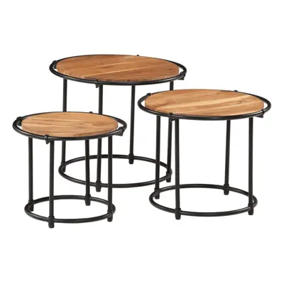 vidaXL Nesting Tables Hall Side Table Coffee Table pcs Solid Wood Acacia