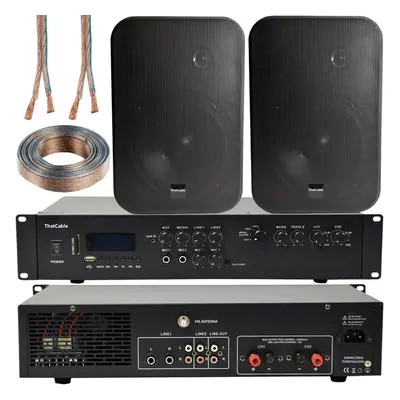 400W Bluetooth Sound System 2x Black 200W Wall Speaker Channel HiFi Amplifier