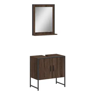 vidaXL Bathroom Cabinet Set Piece Sink Cabinet Brown Oak Engineered Wood