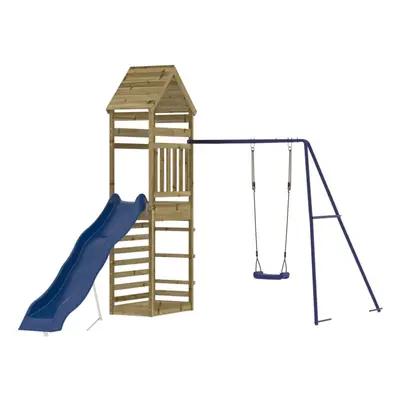 (solid impregnated pinewood) vidaXL Outdoor Playset Garden Playhouse Play Tower Set Impregnated 