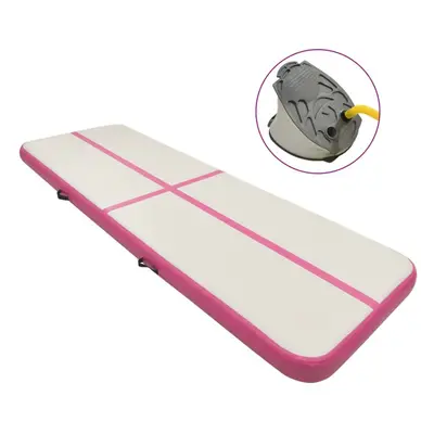 vidaXL Inflatable Gymnastics Mat with Pump 500x100x15 cm PVC Pink Exercise