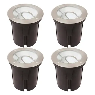 4 PACK Stainless Steel IP67 Ground Light - 16.5W Cool White Tilting Head LED