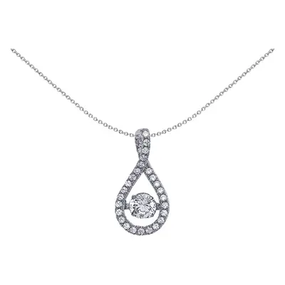 Jewelco London Ladies Sterling Silver Cubic Zirconia Solitaire Pendant Necklace inch - GVP373