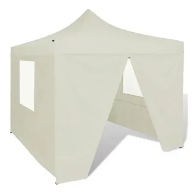 vidaXL Foldable Tent 3x3m with Walls Cream Outdoor Marquee Gazebo Pavilion