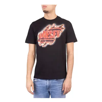 (Black, L) DIESEL T JUST E43 Mens T Shirts Cotton Summer Tee