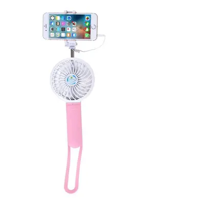 (Pink) Portable Desktop Handheld Doughnut Design Base LED Night Fan