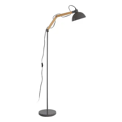 Premier Housewares Wood Lamp/ Grey Finish And Metal Slim Stand/ Scandi/ W25 X D25 X H178cm.