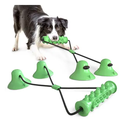 (Green) Pet Molar Bite Elastic Ropes Tooth Cleaning Chewing Suction Cup Dog Toys