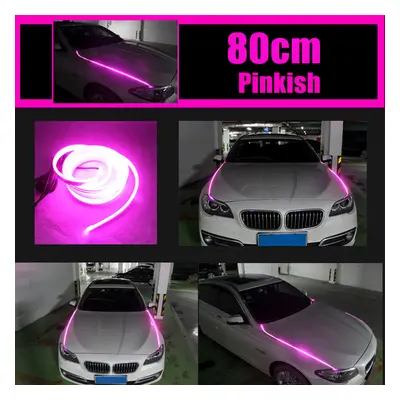 (Pink) 2PCS Hood LED Light Strip Grilles Under Spoiler Scanning LED Knight Rider