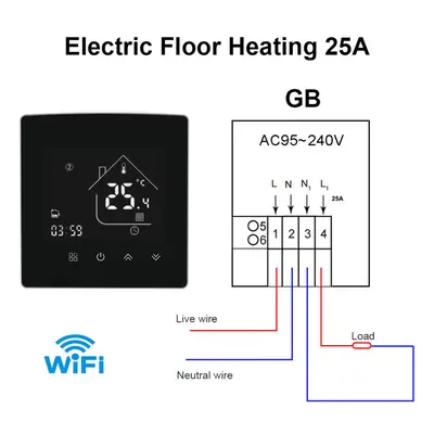 (WiFi-16A-Electric Floor Heating) Electric Floor Heating Room Thermostat Water Gas Boiler Smart 