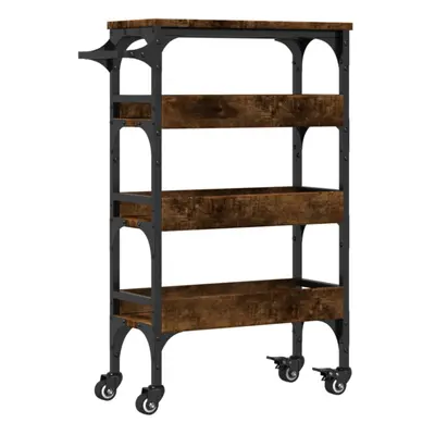 vidaXL Kitchen Trolley Rolling Cart Storage Cart Smoked Oak Engineered Wood