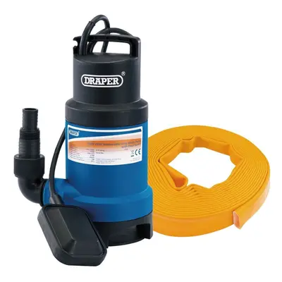 Submersible Dirty Water Pump Kit with Layflat Hose & Adaptor, 200L/Min, 10m x 25mm, 350W