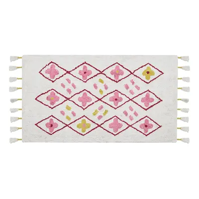 Cotton Kids Area Rug x cm White and Pink CAVUS