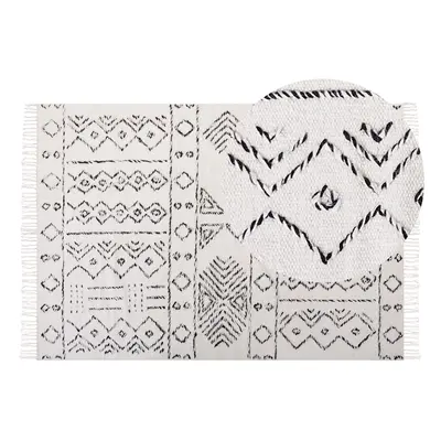 Wool Area Rug x cm White and Black ALKENT