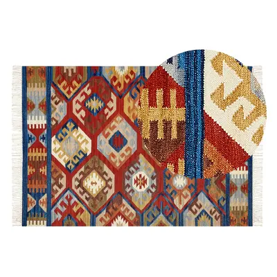 Wool Kilim Area Rug x cm Multicolour JRVESH