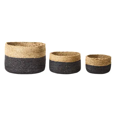 Set of Jute Baskets Natural and Black JABAR