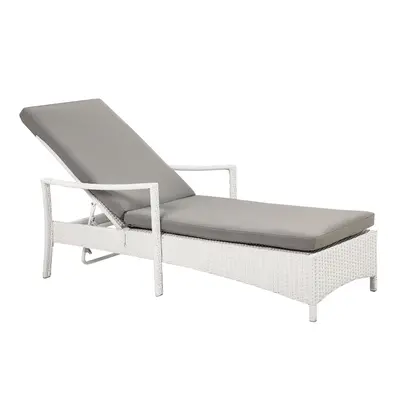 Sun Lounger with Cushion PE Rattan White VASTO