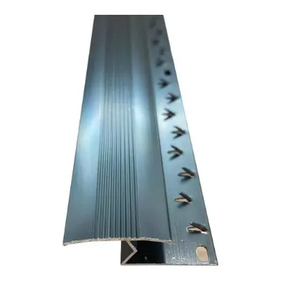 (Grey, 9ft) Metal Plate Threshold Strip Carpet to Flooring Transition Z Edge Profile