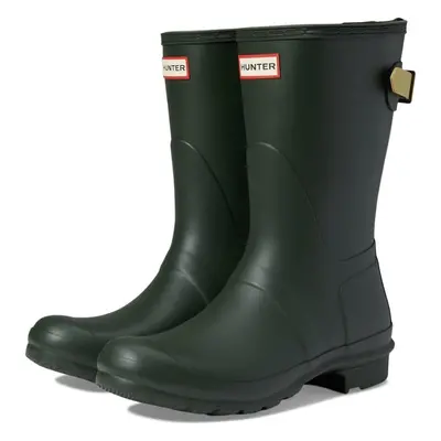 (Women's UK 4) Women's Back Adjustable Green Short Wellie Boots