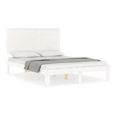 (white, x cm) vidaXL Bed Frame Bed Base Platform Bed with Headboard White Single Solid Wood