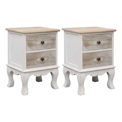 vidaXL 2x Bedside Cabinet Paulownia Wood Nightstand Table Bedroom Cabinet