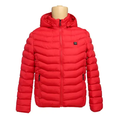 (Red, S) Unisex 8-Heating Electric Vest Heated Jacket USB Winter Body Warmer Windproof Coats