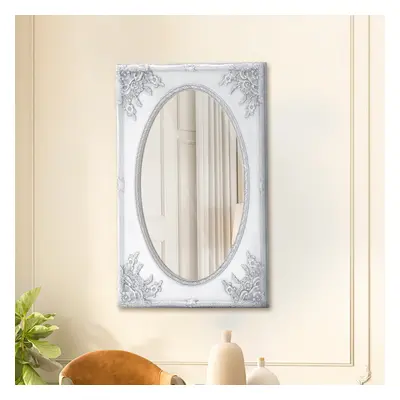 (White) Vintage Ornate Wall Mirror Horizontal/Vertical Victorian Embossed Access Vanity