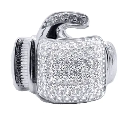 (S) Jewelco London Silver CZ Set Boxing Glove Ring - ARN166