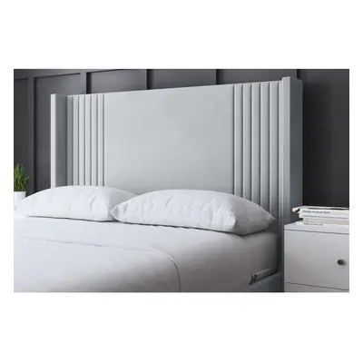 (Small Double, Silver) Elara Winged Paneled Upholstered Bed