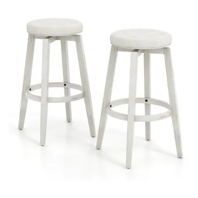 Set of Swivel Bar Stool 76cm Upholstered Kitchen Stools W/ Footrest