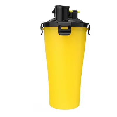 (Yellow) Portable Pet Travel Water Bottle Food Container Foldable Food Bowl in