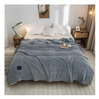 (Dark Blue, 120X200cM) Coral Fleece Soft Warm Blankets Single/Queen/King Flannel Bedspreads